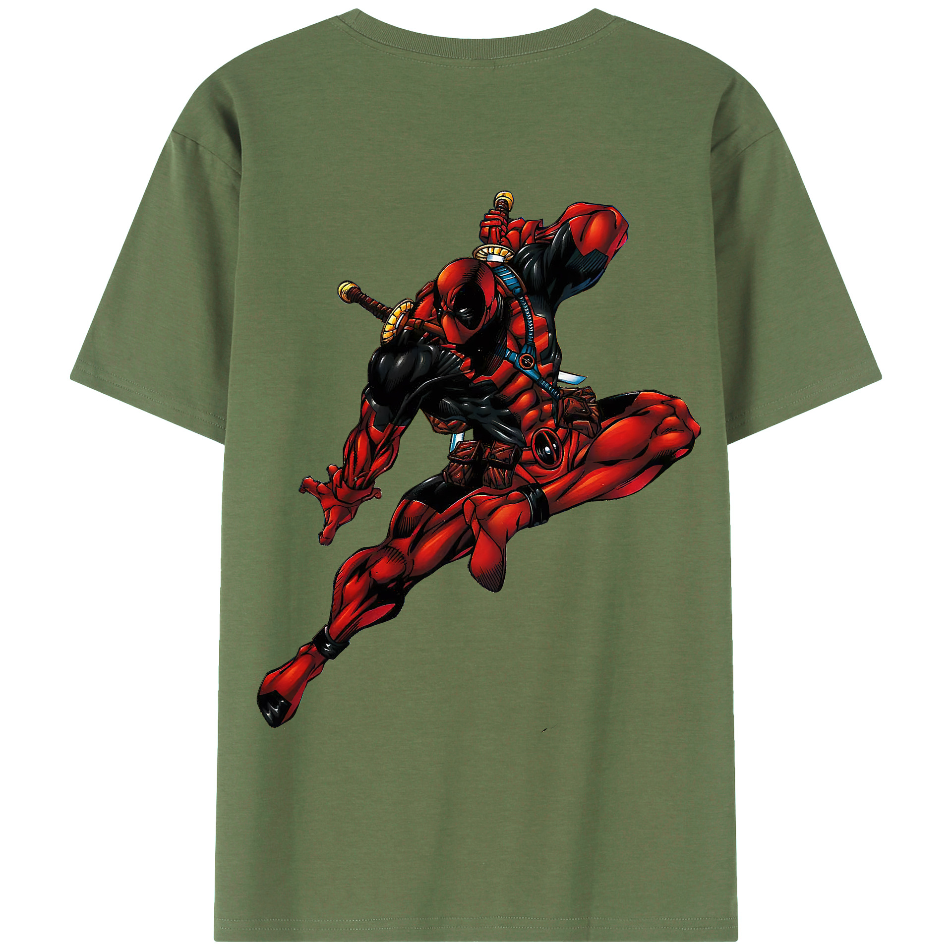 （画像用） Deadpool デッドプール 綿100％ メンズ半袖Tシャツ（バックプリント） 通気性